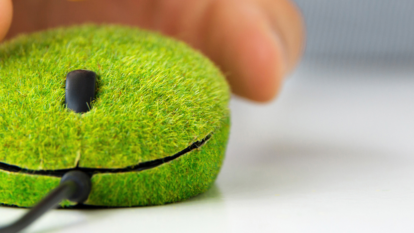 Een muis gemaakt van gras, ter ondersteuning aan het blog over Green IT