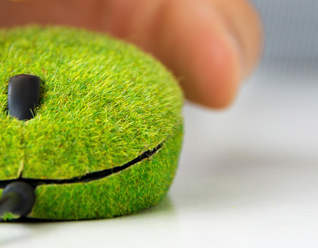 Een muis gemaakt van gras, ter ondersteuning aan het blog over Green IT