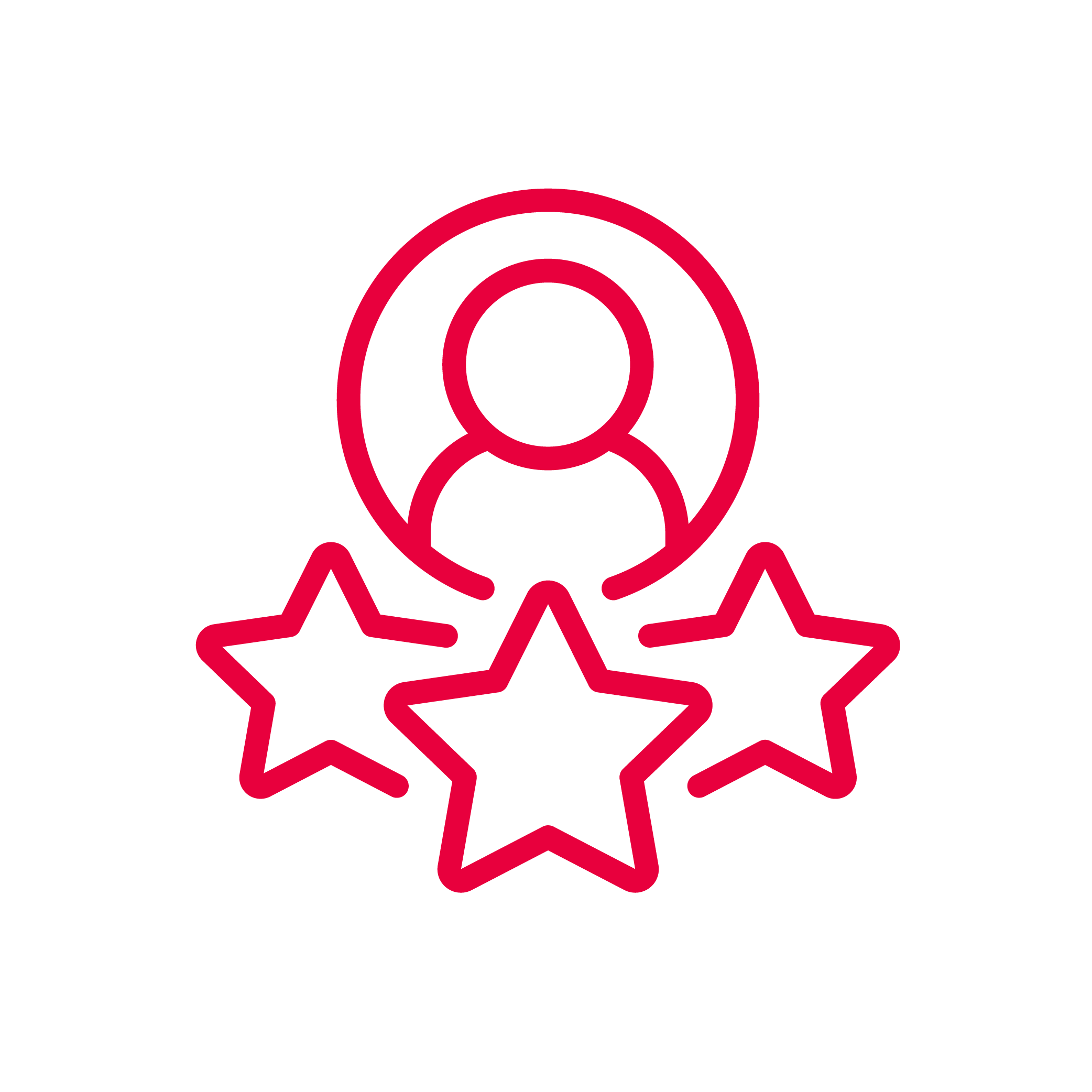 Poppetje met daaronder drie sterren van deskundigheid