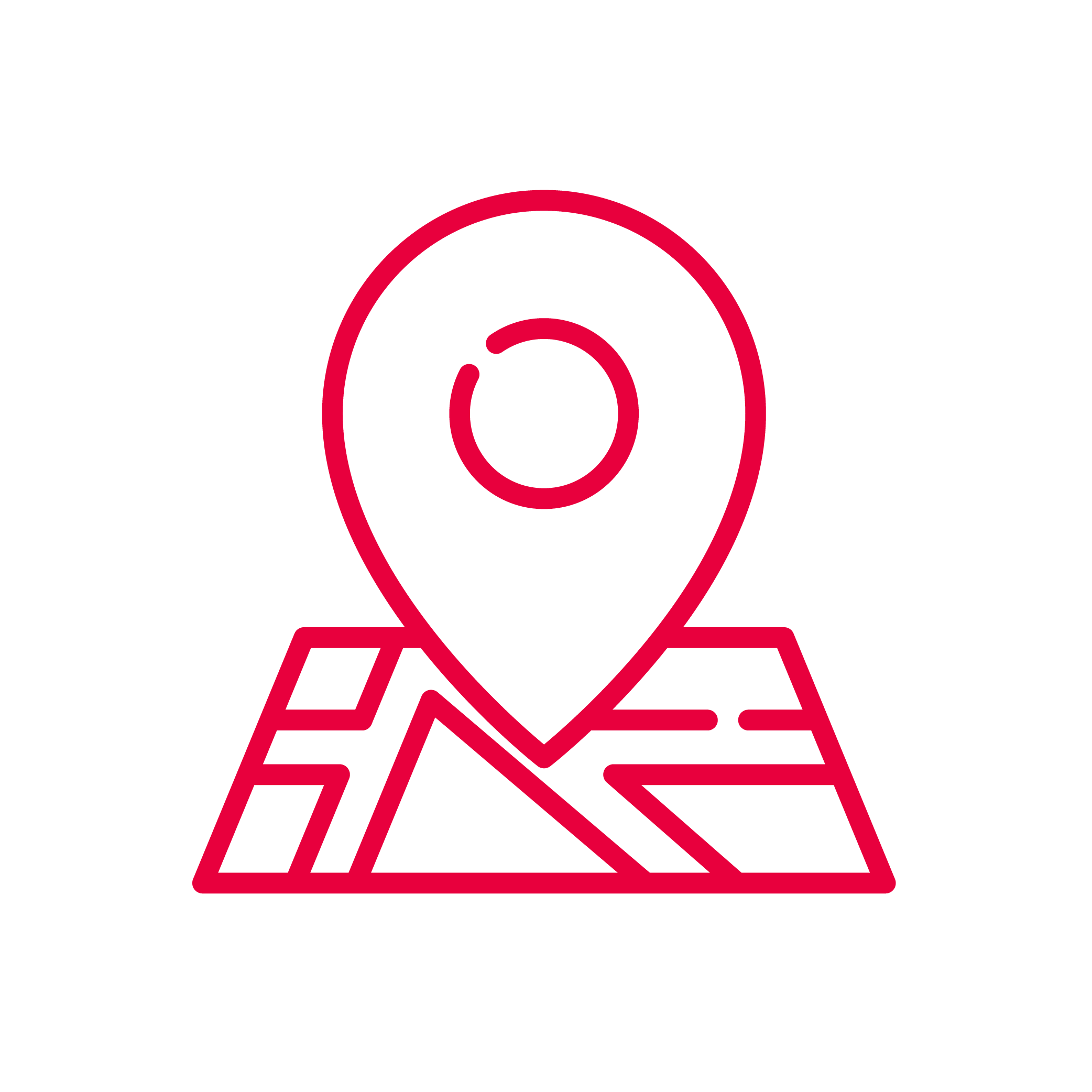 Landkaart met een punt waar je moet zijn