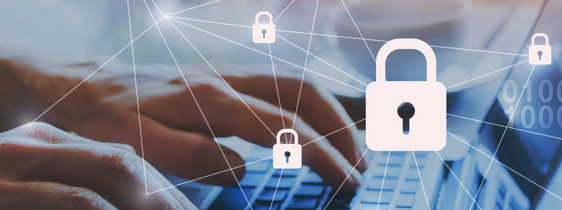 Computer met een netwerk van slotjes voor de AVG