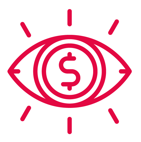 Een oog met geld erin