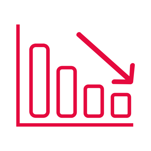 Icoon grafiek die afloopt