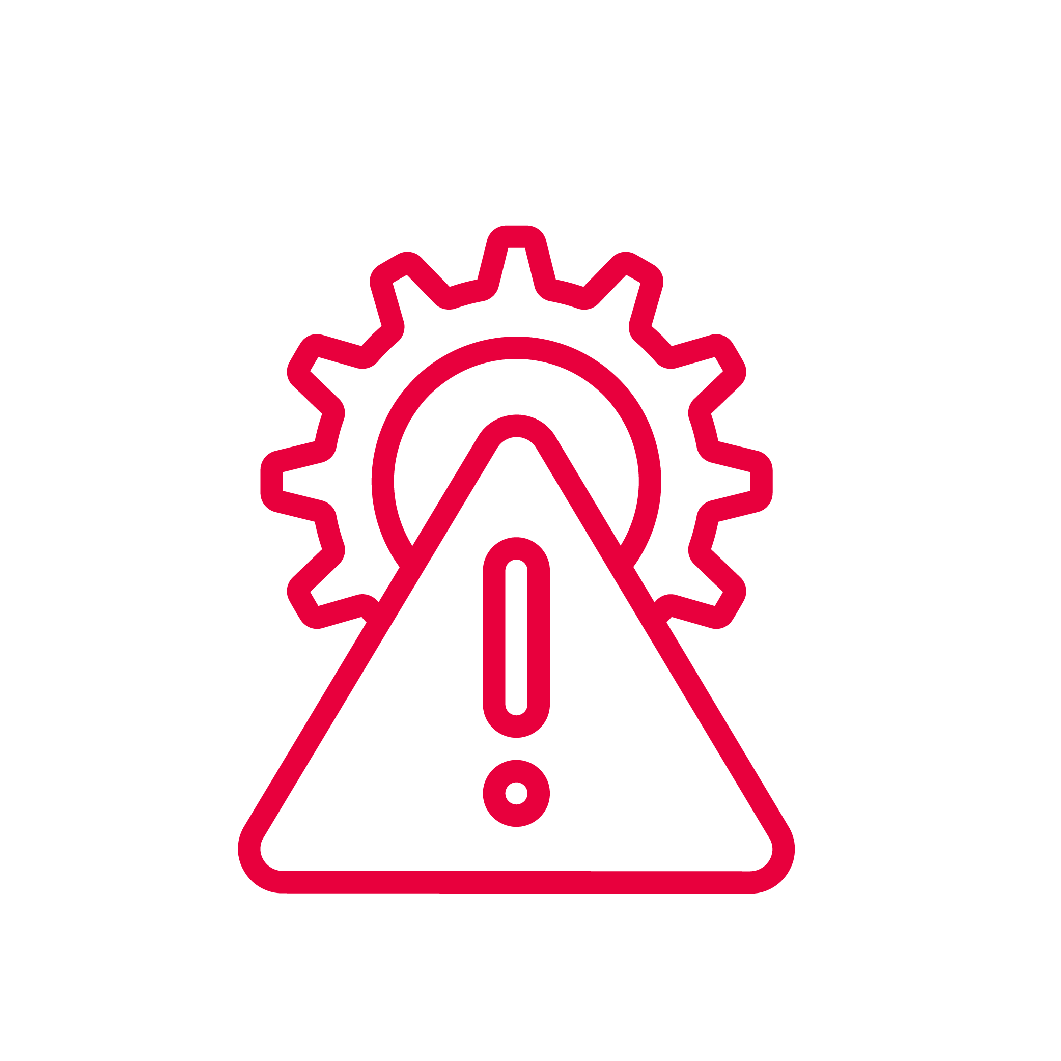 Icon met een gevarendriehoek een een tandwiel