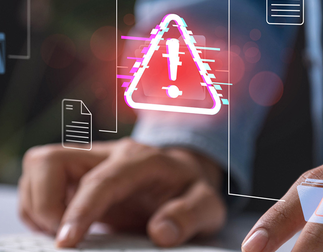 Header Blogreeks Risicomanagement waarschuwingsteken op laptop 