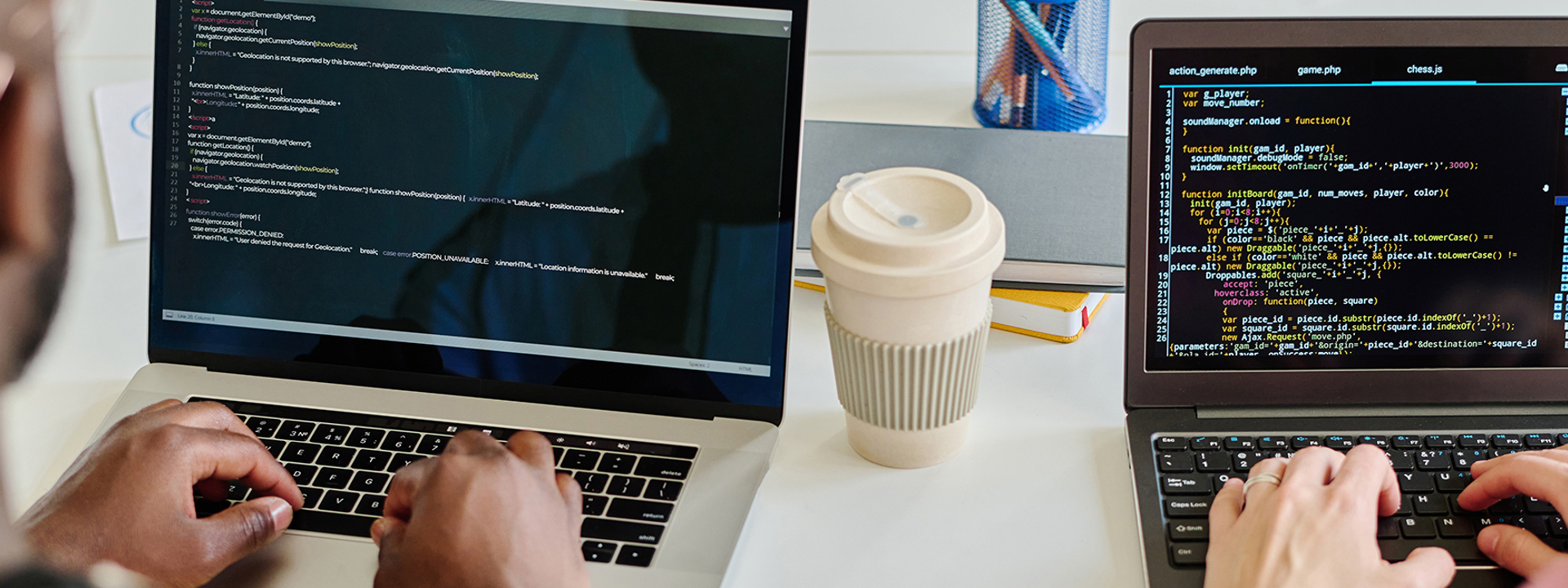 Developers die werken aan softwareontwikkeling, ter ondersteuning bij de blog over Hyper Developer