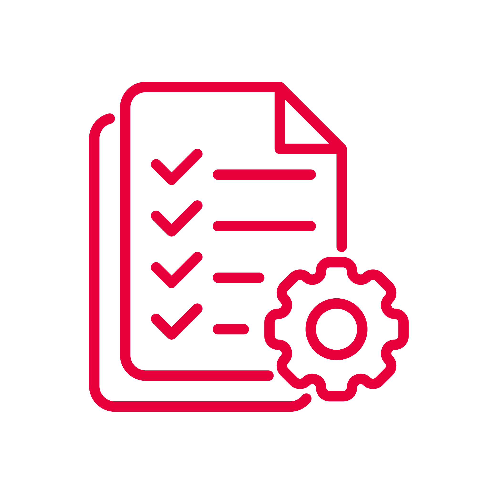 Afvinkdocument met een tandwiel