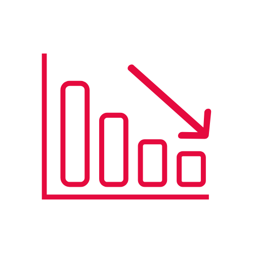 Icoon grafiek die afloopt