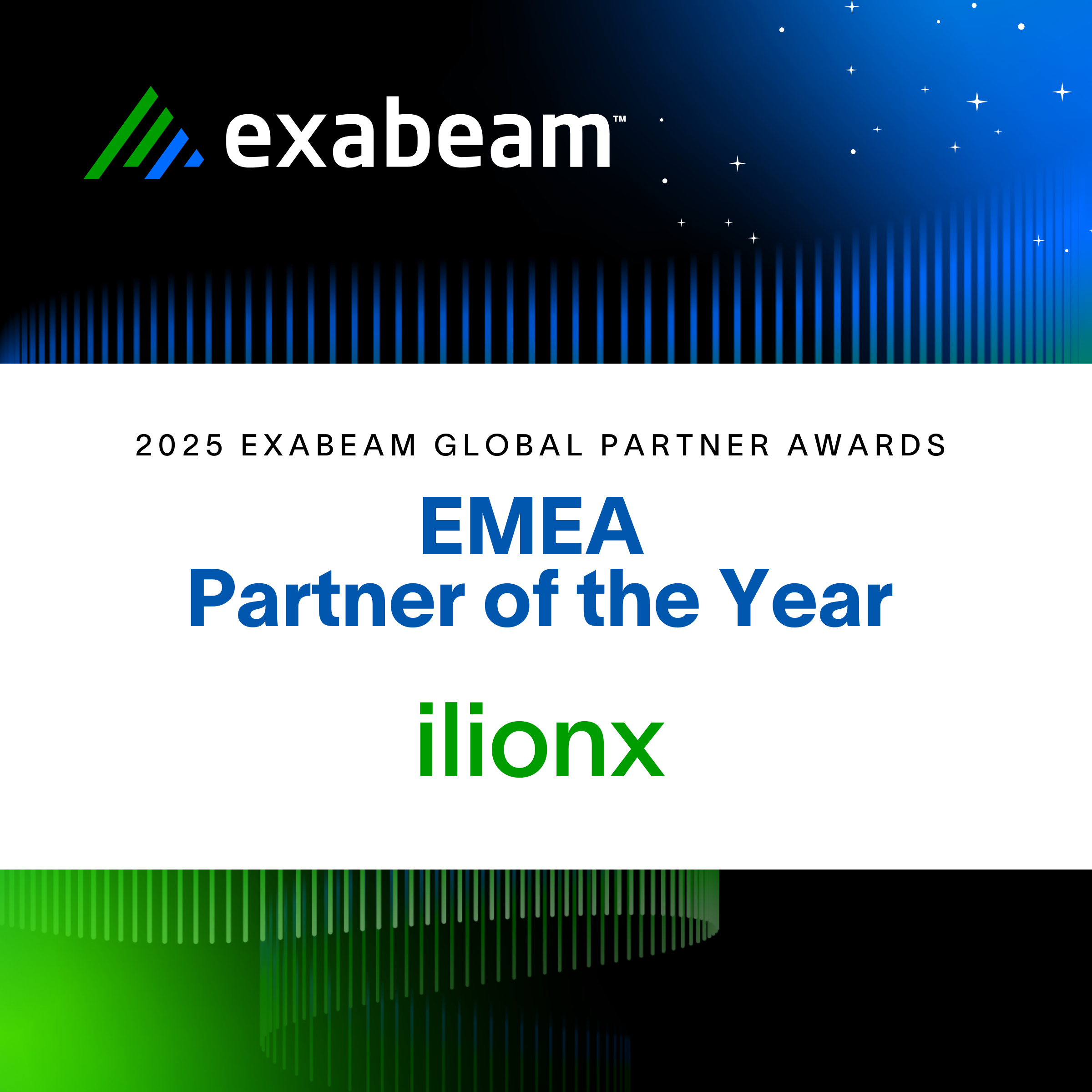 Bewijslast ilionx is Exabeam's EMEA Partner of the Year 2025