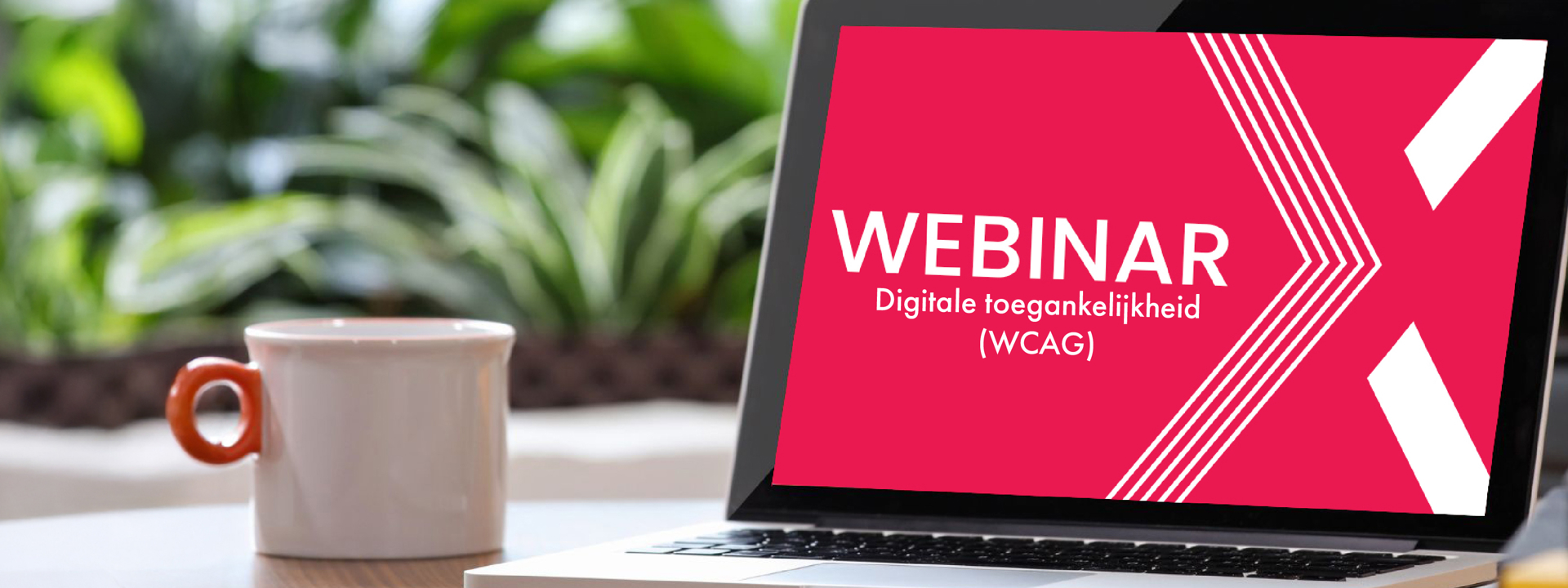 Banner met laptop met mockup scherm van het Webinar 'Digitale toegankelijkheid'